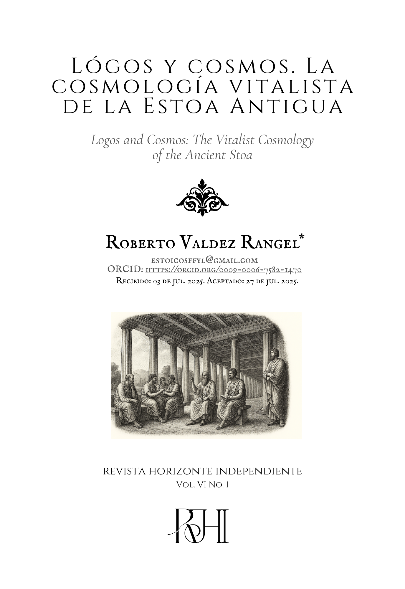 Lógos y cosmos. La cosmología vitalista de la Estoa Antigua